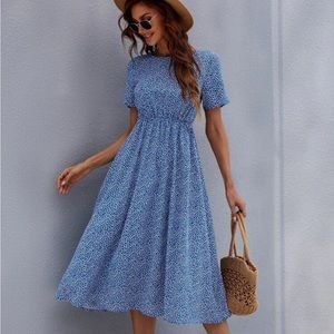 Blue and White Midi Dress! 👗